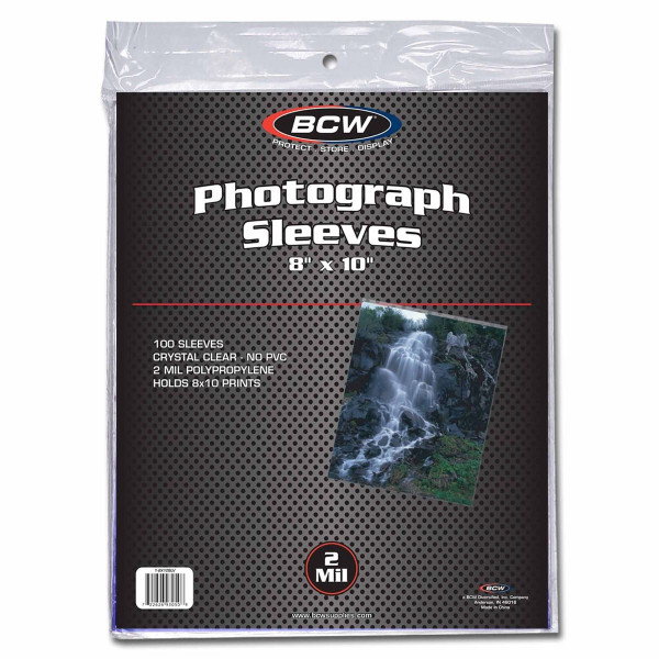 BCW Photograph Sleeves 8" X 10" 100 Pcs