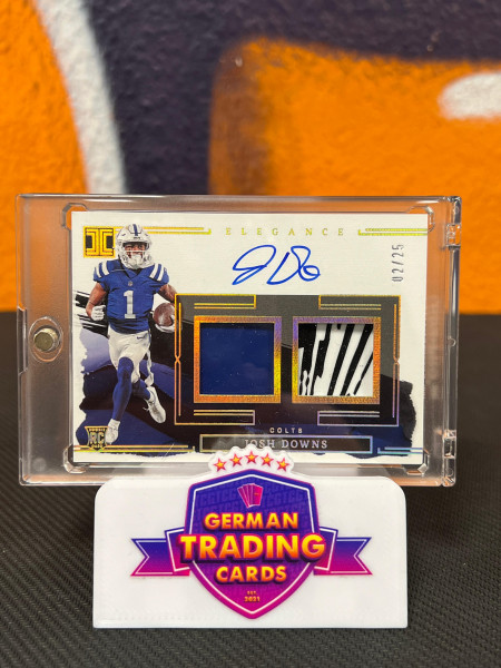 Josh Downs Elegance Rookie Patch On-Card Auto 02/25 - Panini Impeccable 2023