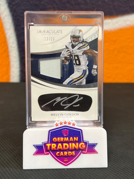 Melvin Gordon Eye Black Patch Auto 13/20 - Panini Immaculate 2018