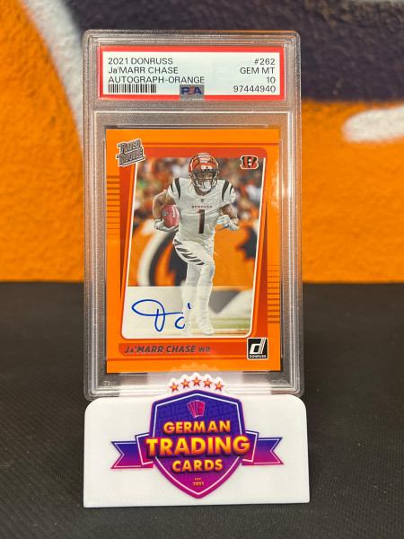 Ja'Marr Chase Rated Rookie On-Card Auto Orange PSA 10 - Panini Donruss 2021