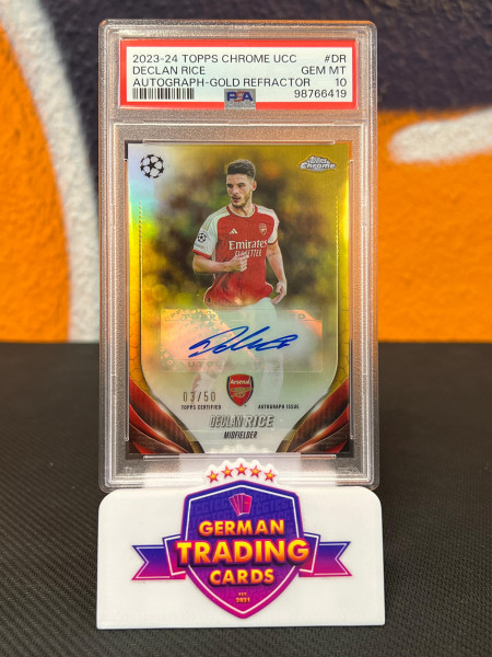 Declan Rice Gold Auto 03/50 PSA 10 POP 1 - Topps Chrome UCC 2023-24