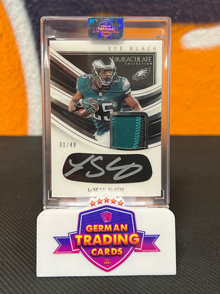 LeSean McCoy Eye Black Patch Auto 31/49 - Panini Immaculate 2023