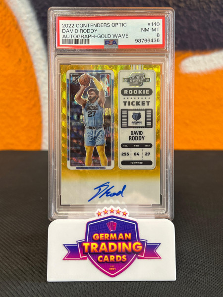 David Roddy Rookie Gold Wave On-Card Auto 06/10 PSA 8 - Panini Contenders Optic 2022-23