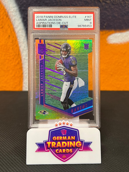 Lamar Jackson Rookie Aspirations Die-Cut 08/24 PSA 9 - Panini Donruss Elite 2018