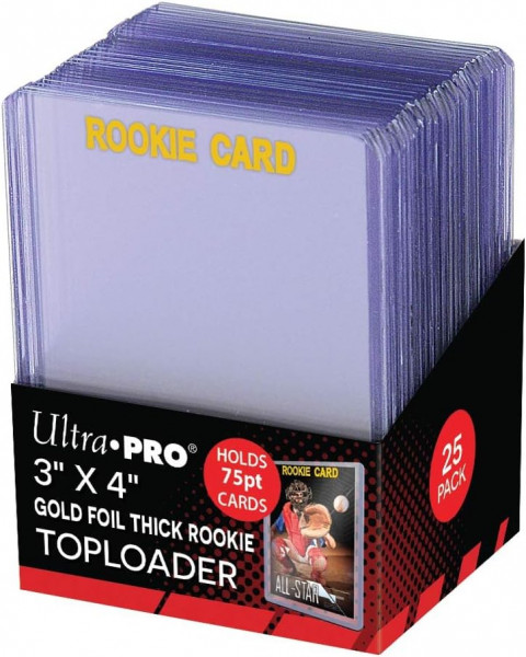 TOPLOADER - 3" X 4" 75PT ROOKIE GOLD THICK (25 PIECES)